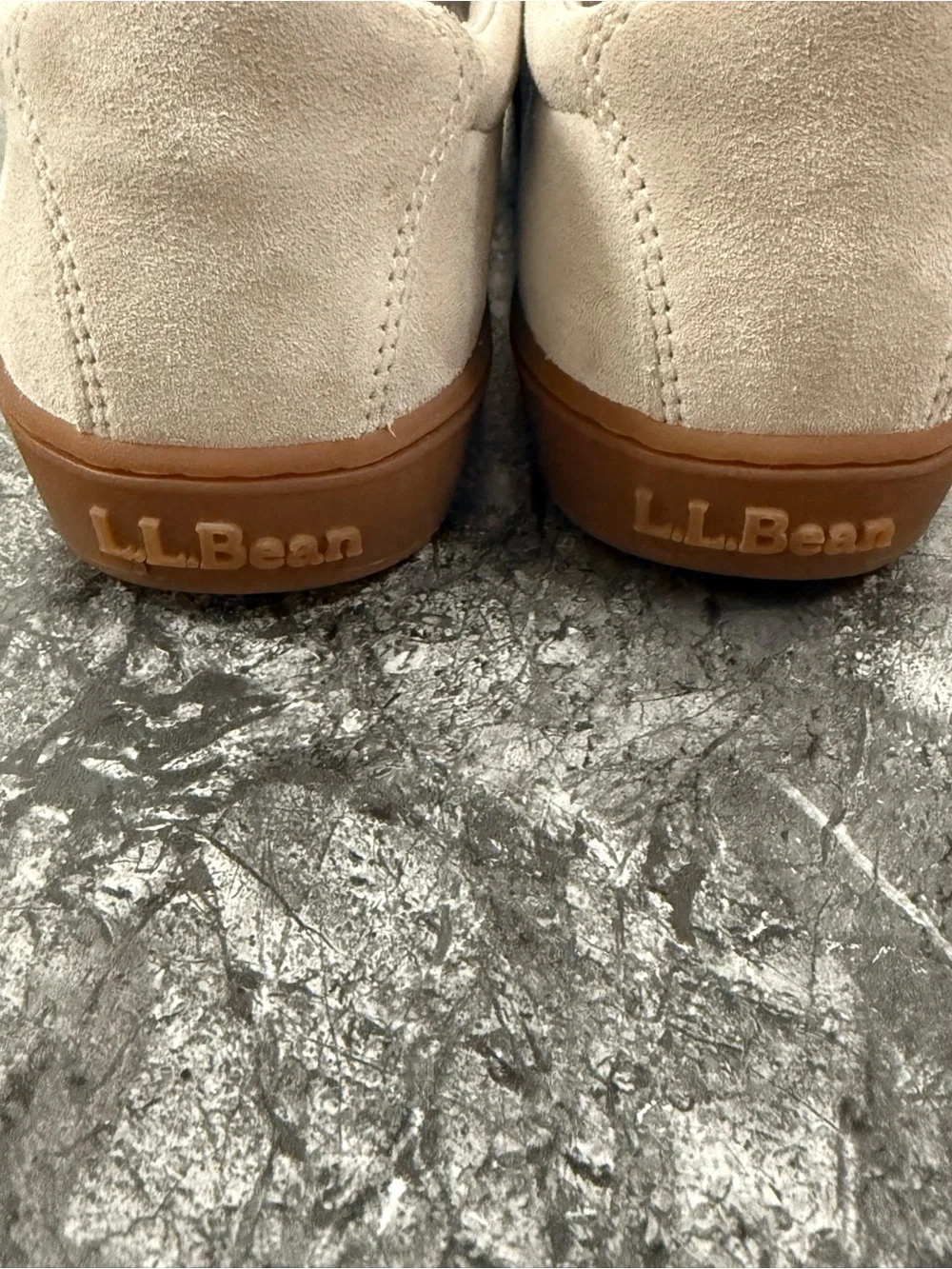 L.L. Bean Eco Bay Suede Triple Hook & Loop Sneakers Gum Sole Lt Gray Sz 10